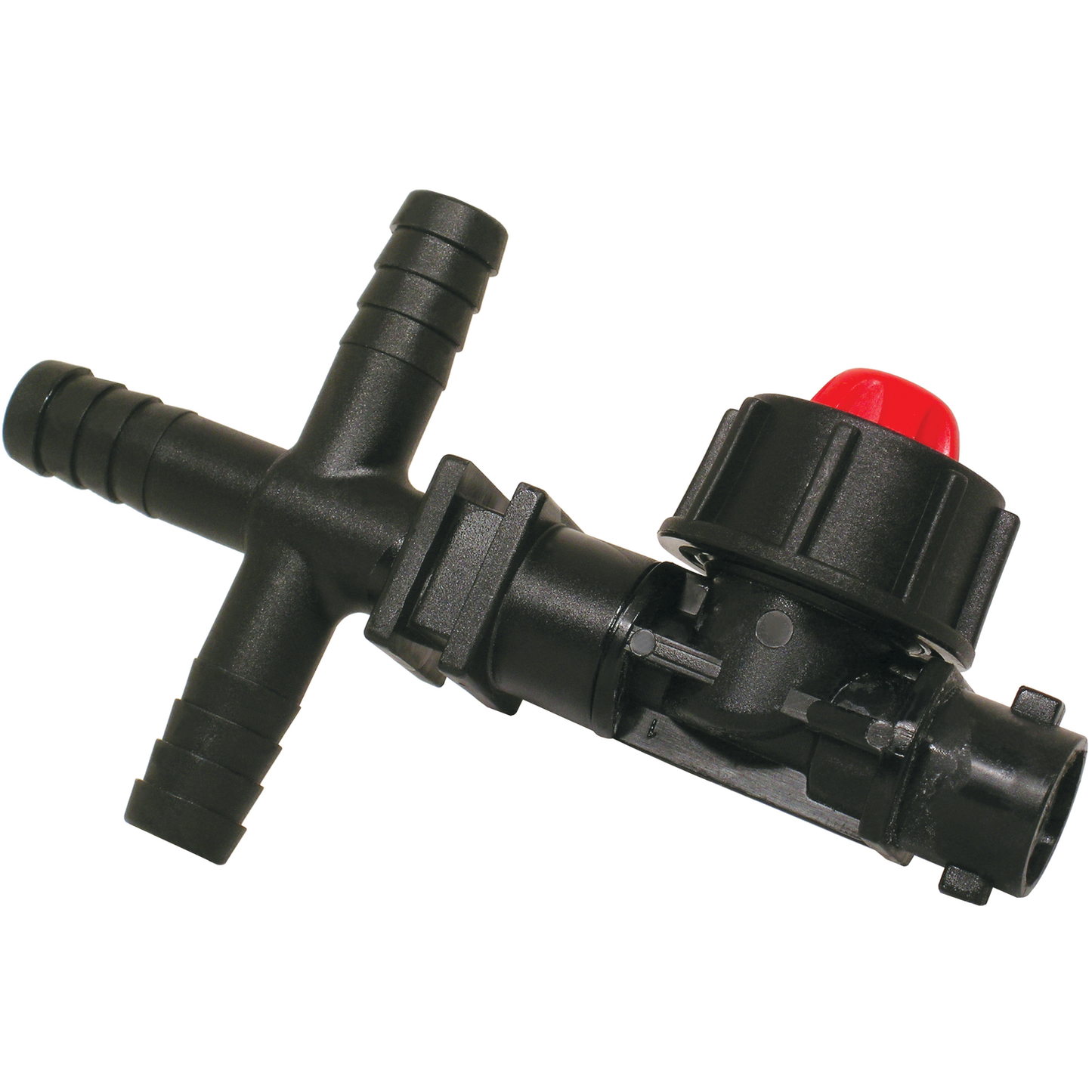 Nozzle Body 1/2-inch Cross Hose Barb Dry Boom w/ Side Diaphragm | Y8235015 | TerreMax | Category-Cross, Material-Polypropylene, Size-0.5-inch