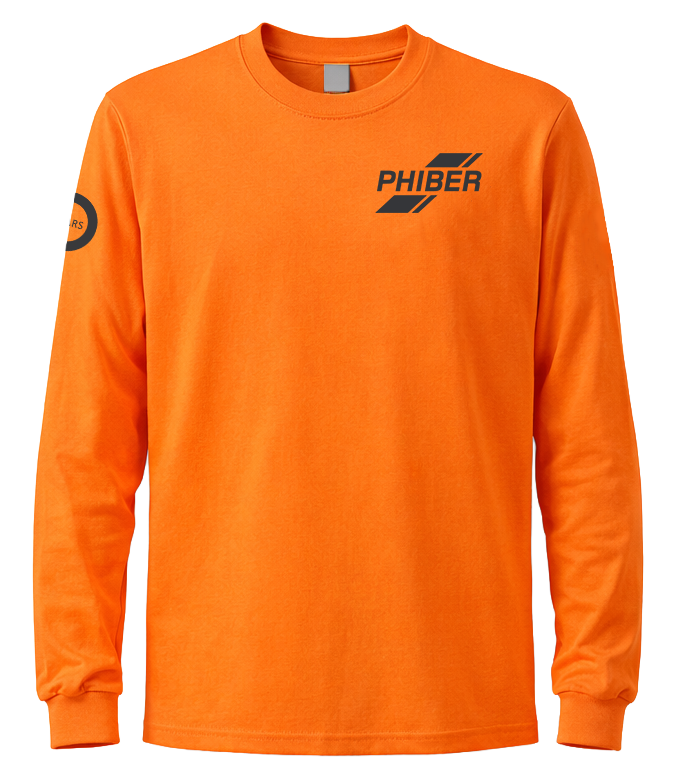 3XL - PhiBer Adult Unbound Orange Long Sleeve Shirt - 3XL - Heavy Cotton