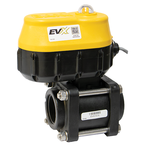1 1/2-inch EVX FP Bolted 1.5S WWC 24V | EVX15124 | Banjo Corporation | Category-Valve, Connector Type-Female NPT, Material-Polypropylene
