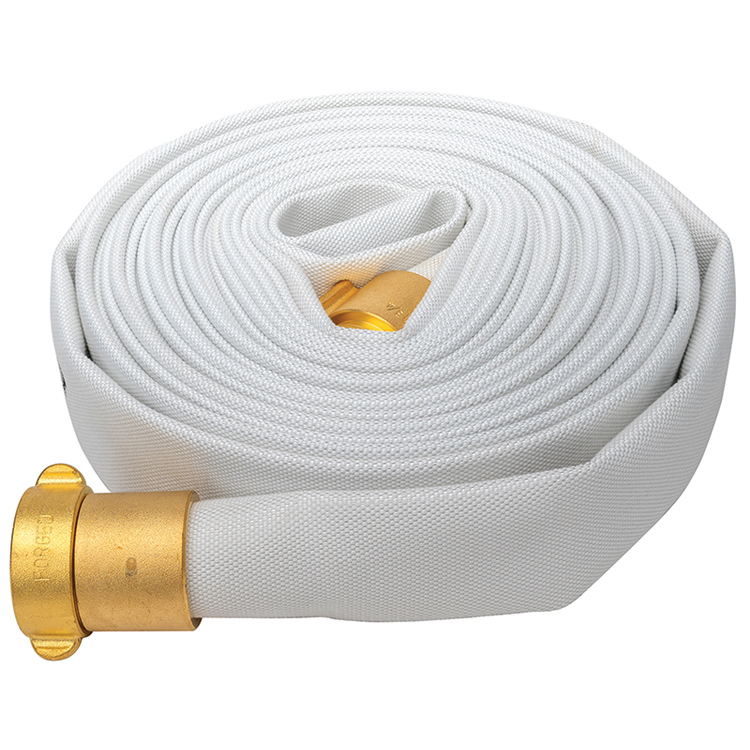 ?1-1/2" X 75 FT Single-Jacket Industrial & Forestry Fire Hose Assembly w/ Brass NPSH Parallel Pipe Fittings