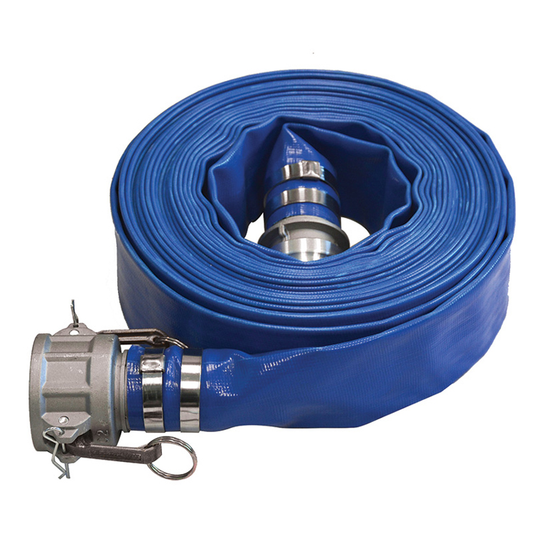 2" X 100 FT Blue PVC Lay-Flat Hose Assembly w/ Male & Female Cam-Lock End Fittings