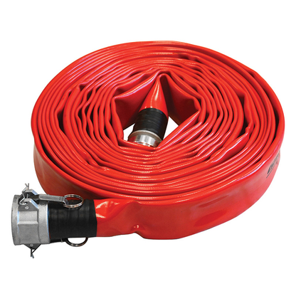 2" X 50 FT Heavy Wall Red Lay-Flat Discharge Hose Assembly | G974-200CE50 | Greenline Hose & Fittings