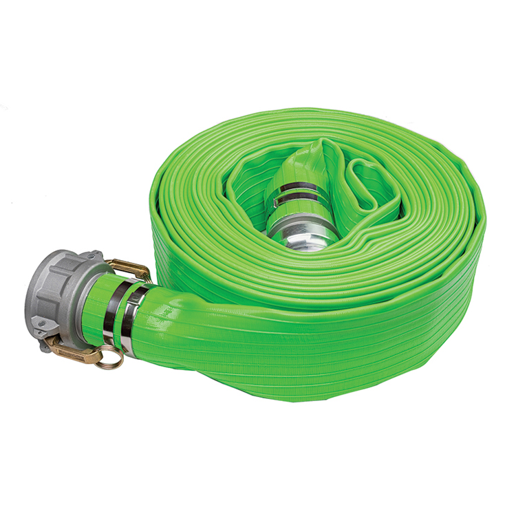 2" X 50 FT Phthalate Free Green PVC Lay-Flat Hose Assembly w/ Male & Female Cam-Lock End Fittings