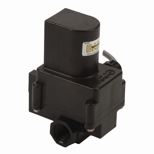 3/8-inch FP EV 3 Wire, 12VDC, EPDM | LEV038 | Banjo Corporation | Category-Valve, Connector Type-Female NPT, Material-Polypropylene