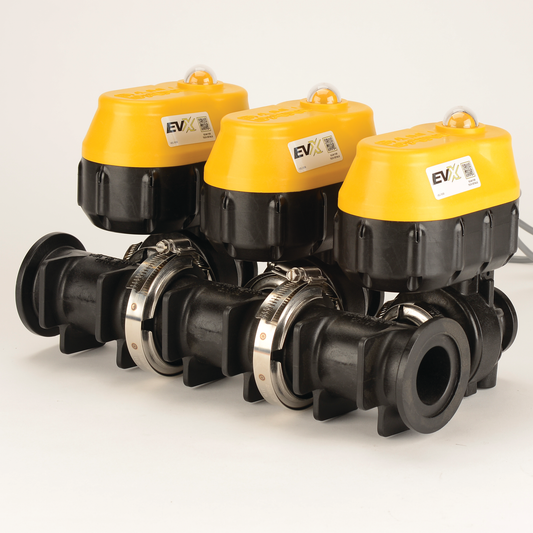 1-inch MEVX 3 Bank 2-inch In Connector ARBBCW | MEVX103A | Banjo Corporation | Category-Valve, Connector Type-Manifold Flange, Material-Polypropylene