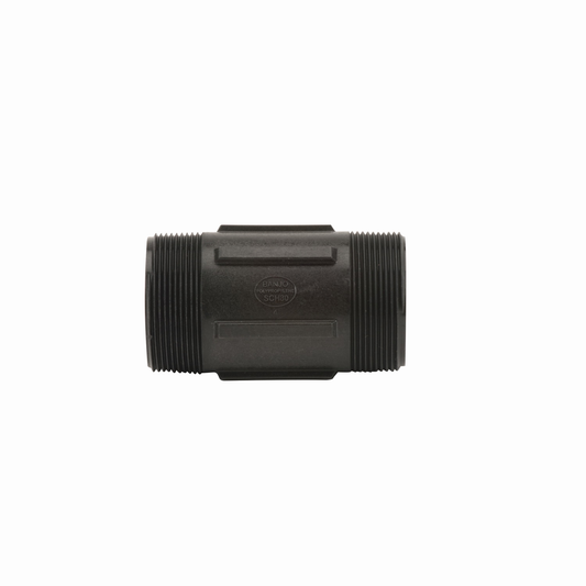 PP Adapter 4-inch Long 2-inch MNPT X 2-inch MNPT | NIP200-4 | Banjo Corporation | Category-Adapter, Connector Type-Male NPT, Material-Polypropylene