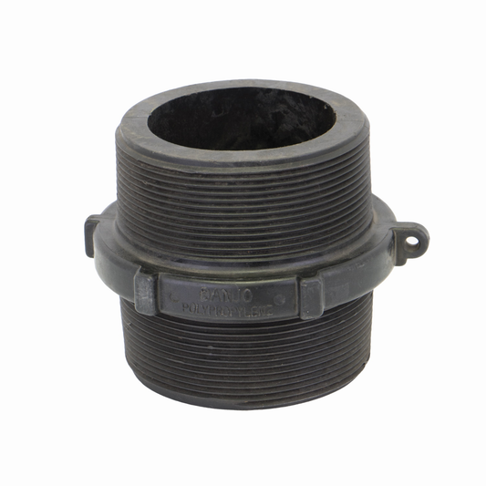 PP Adapter Short 4-inch MNPT X 4-inch MNPT | NIP400-SH | Banjo Corporation | Category-Adapter, Connector Type-Male NPT, Material-Polypropylene
