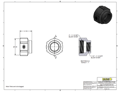 PP Adapter 2" FNPT X 1 1/4" FNPT | RC200-125 | Banjo Corporation