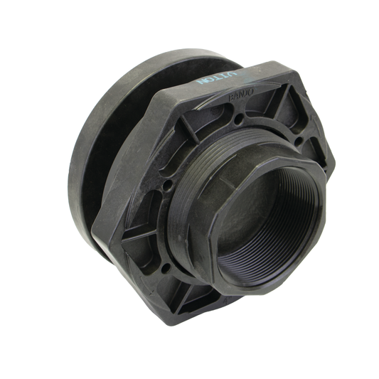 4-inch Poly Tank Flange, w/ Gasket, FKM | TF400V | Banjo Corporation | Category-Bulkhead, Connector Type-Female NPT, Material-Polypropylene