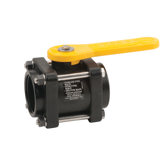 PP Valve 2-inch FNPT X 2-inch FNPT | V200 | Banjo Corporation | Category-Valve, Connector Type-Female NPT, Material-Polypropylene