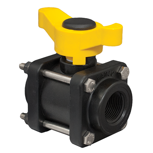 3/4-inch FP Valve w/ T Handle | VT075 | Banjo Corporation | Category-Valve, Connector Type-Female NPT, Material-Polypropylene