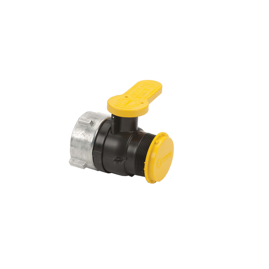 2-inch Poly Spinweld Valve w/ NPT Outlet, Foil Seal & Cap w/ FKM | WSMT210FSAV | Banjo Corporation | Category-Valve, Material-Polypropylene, Size-2-inch